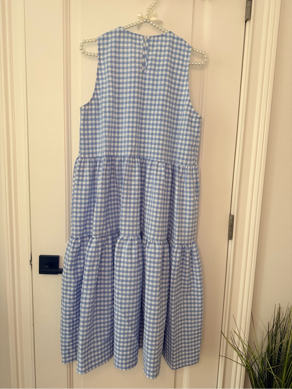 En Saison Light Blue Gingham Tiered Dress Women’s size medium - Picture 5 of 5